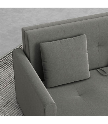 HOMCOM 2 Seater Sofa Bed Convertible Bed Settee w/ 2 Cushions Storage Light Grey