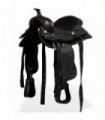 Western Saddle. Headstall&Breast Collar Real Leather 13" Black