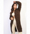 Chunky Cable Knitted Oversized Longline Hooded Cardigan