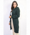 Chunky Cable Knitted Oversized Longline Hooded Cardigan