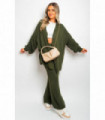 Chunky Knitted Button Up Cardigan Wide Leg Trousers Co-ord Set