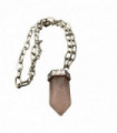 Chunky Point Pencil Pendant, 3.5x1.5x1.5cm, Rose Quartz