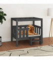 Dog Bed Grey 75.5x63.5x70 cm Solid Wood Pine