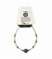 Evil Eye Bracelet, Yellow Beads, White (JIT)