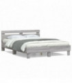 vidaXL Bed Frame with Headboard Grey Sonoma 140x190 cm Engineered Wood