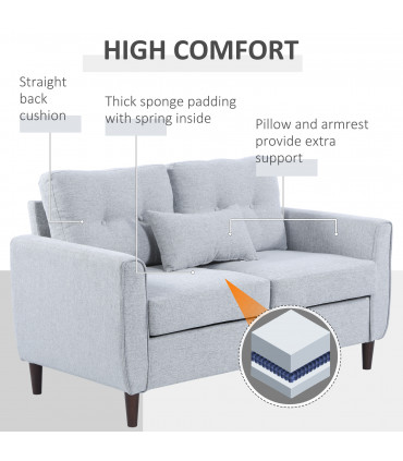 HOMCOM Modern Chic Loveseat with Armrest Spring Padding for Home Office