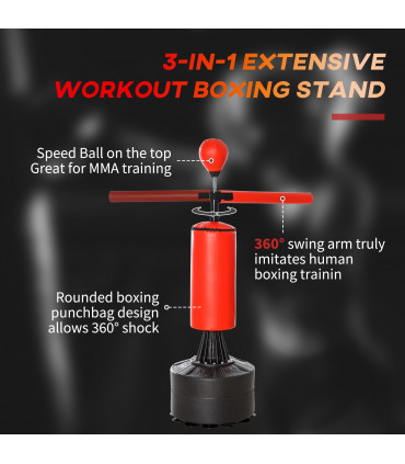 Boxing Training Center: Black PU Punch Bag Stand 71H x 80W x 55Dcm