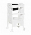 HOMCOM Kids Step Stool Toddler Kitchen Stool with Blackboard Lockable Handrail