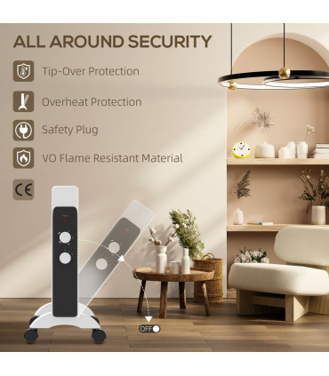 HOMCOM 2000W Panel Heater, Electric Space Heater for Home, White