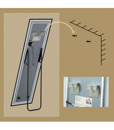 HOMCOM 150 x 40cm Full Length Mirror w/ Adjustable Lights Metal Frame Black