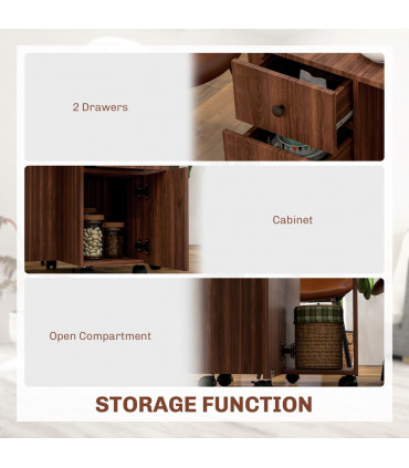 HOMCOM Folding Dining Table, Drop Leaf Table With Drawers Distressed Brown