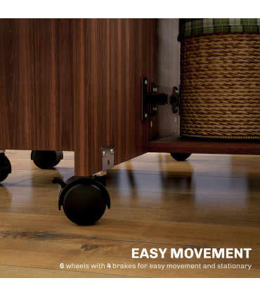 HOMCOM Folding Dining Table, Drop Leaf Table With Drawers Distressed Brown