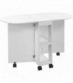HOMCOM Folding Dining Table for Small Spaces with 2-tier Shelves White