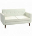HOMCOM Modern Upholstered Fabric Loveseat Sofa for Living Room, Cream