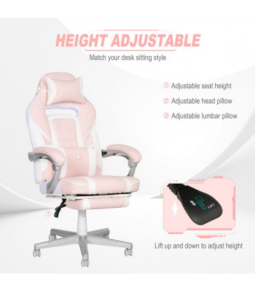 HOMCOM PU Leather Gaming Chair with Footrest 150 Degree Reclining Back