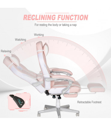 HOMCOM PU Leather Gaming Chair with Footrest 150 Degree Reclining Back