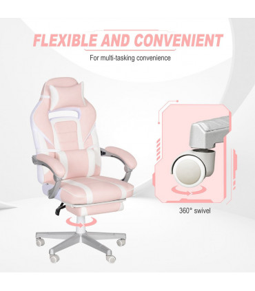 HOMCOM PU Leather Gaming Chair with Footrest 150 Degree Reclining Back