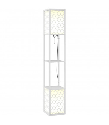 HOMCOM 2-Light Modern Floor Lamp with Shelves for Living Room, Bedroom, White