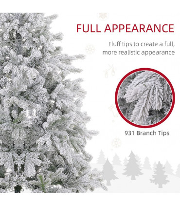 HOMCOM 5 Ft Artificial Christmas Tree with Realistic Snow Branches, LED Lights