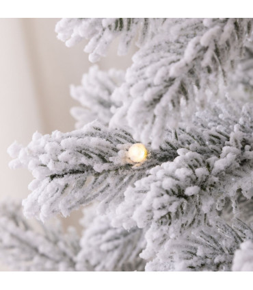 HOMCOM 5 Ft Artificial Christmas Tree with Realistic Snow Branches, LED Lights