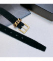 Versatile girl with shorts leather belt Cowhide fashion needle 3.0 thin edition belt retro chain metal belt