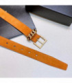 Versatile girl with shorts leather belt Cowhide fashion needle 3.0 thin edition belt retro chain metal belt