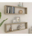 vidaXL Wall Cube Shelf 2 pcs Sonoma Oak 100x15x30 cm Engineered Wood