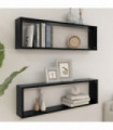 vidaXL Wall Cube Shelf 2 pcs Black 100x15x30 cm Engineered Wood