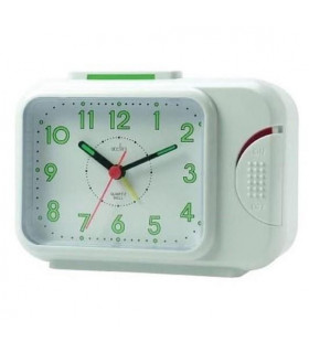 Alarm Clock White Silent Sweep Movement Classic Bell Design Arabic Numerals