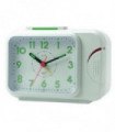 Alarm Clock White Silent Sweep Movement Classic Bell Design Arabic Numerals