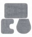 Bathroom Mat Set 3 Pieces Fabric Grey