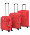 vidaXL 3 Piece Soft Case Trolley Set Red