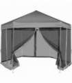 Hexagonal Pop-Up Marquee with 6 Sidewalls Grey 3.6x3.1 m
