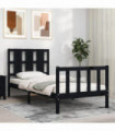 vidaXL Bed Frame with Headboard Black 100x200 cm Solid Wood