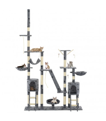 Cat Tree with Sisal Scratching Posts 230-250 cm Paw Prints Grey