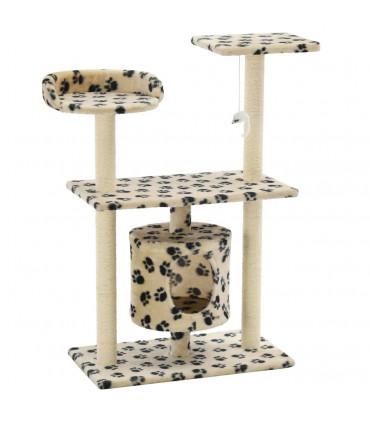 Cat Tree with Sisal Scratching Posts 95 cm Beige Paw Prints