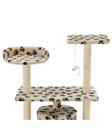 Cat Tree with Sisal Scratching Posts 95 cm Beige Paw Prints