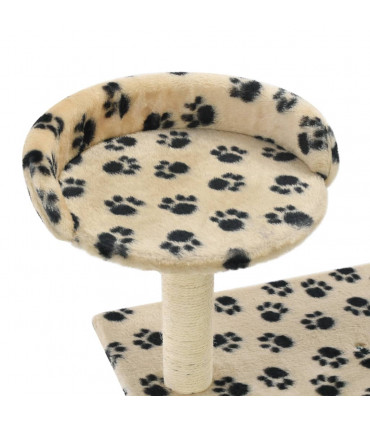 Cat Tree with Sisal Scratching Posts 95 cm Beige Paw Prints