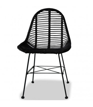 vidaXL Dining Chairs 4 pcs Black Natural Rattan