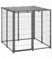 Dog Kennel Black 110x110x110 cm Steel