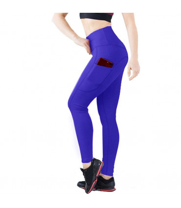 Flo Yoga pants with pockets/tummy control[Blue,Small]