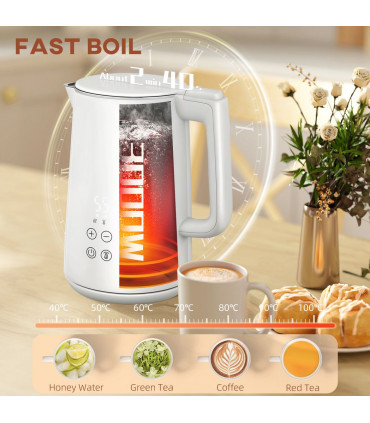 HOMCOM 1.5L 3000W Fast Boil Electric Kettle and 2 Slice Toaster Set, White