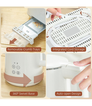 HOMCOM 1.5L 3000W Fast Boil Electric Kettle and 2 Slice Toaster Set, White