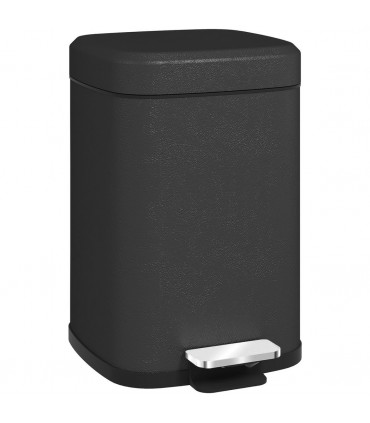 HOMCOM 12L Kitchen Pedal Bin, Metal Rubbish Bin with Soft-close Lid, Black