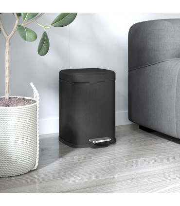 HOMCOM 12L Kitchen Pedal Bin, Metal Rubbish Bin with Soft-close Lid, Black