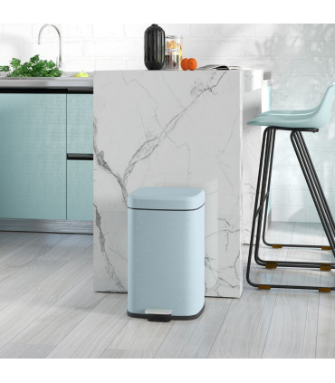 HOMCOM 20L Kitchen Pedal Bin, Metal Rubbish Bin with Soft-close Lid, Light Green