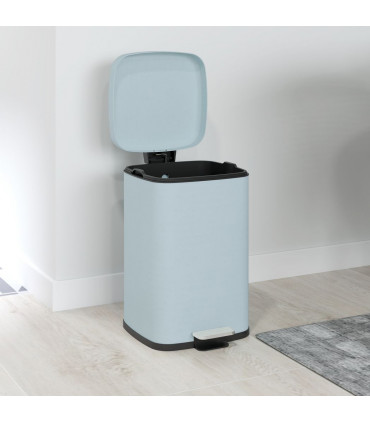 HOMCOM 20L Kitchen Pedal Bin, Metal Rubbish Bin with Soft-close Lid, Light Green