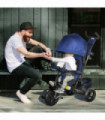 HOMCOM 6 in 1 Kids Trike, Stroller with Parent Handle, Blue