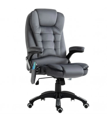 Executive Reclining Chair w/ Heating Massage Points Relaxing Headrest Grey