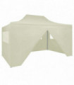Professional Folding Party Tent with 4 Sidewalls 3x4 m Steel Cream